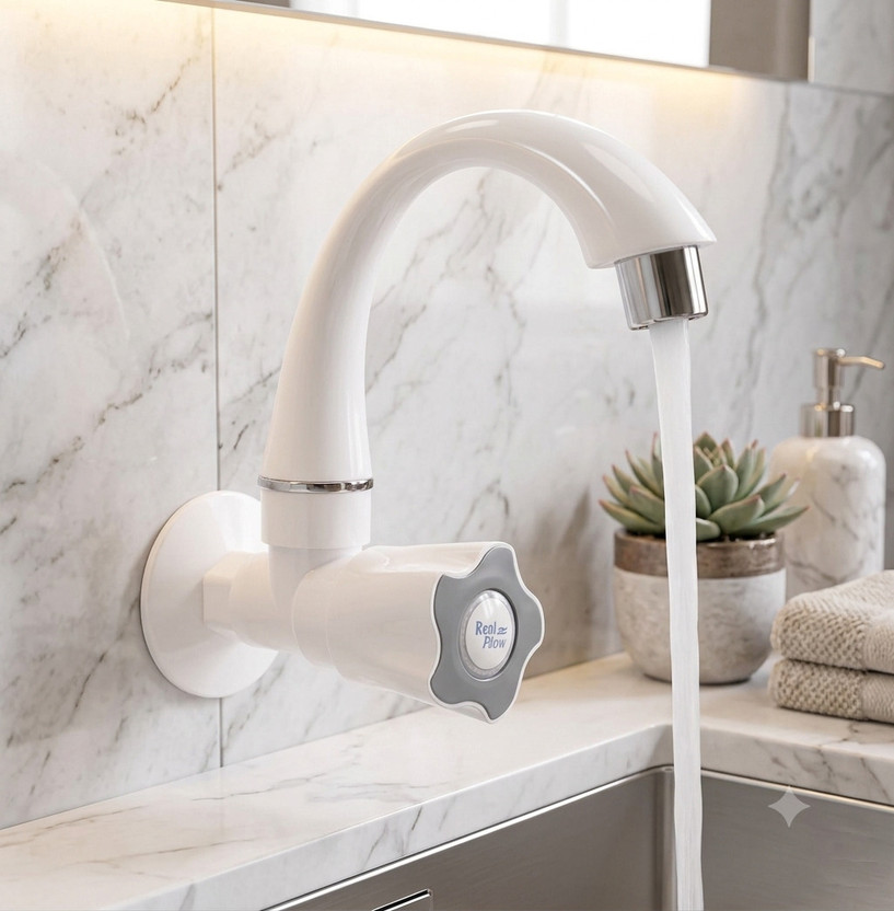 REALFLOW by REALFLOW Flower SINK COCK Tap for Kitchen Sink & Wash Basin Grey Sink Tap Faucet(Single Handle Installation Type)