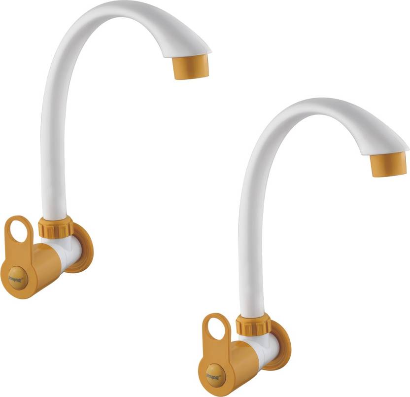 Prayag Vitro Gold Wall Mount Sink Cock with Flange (Pack of 2) Vitro