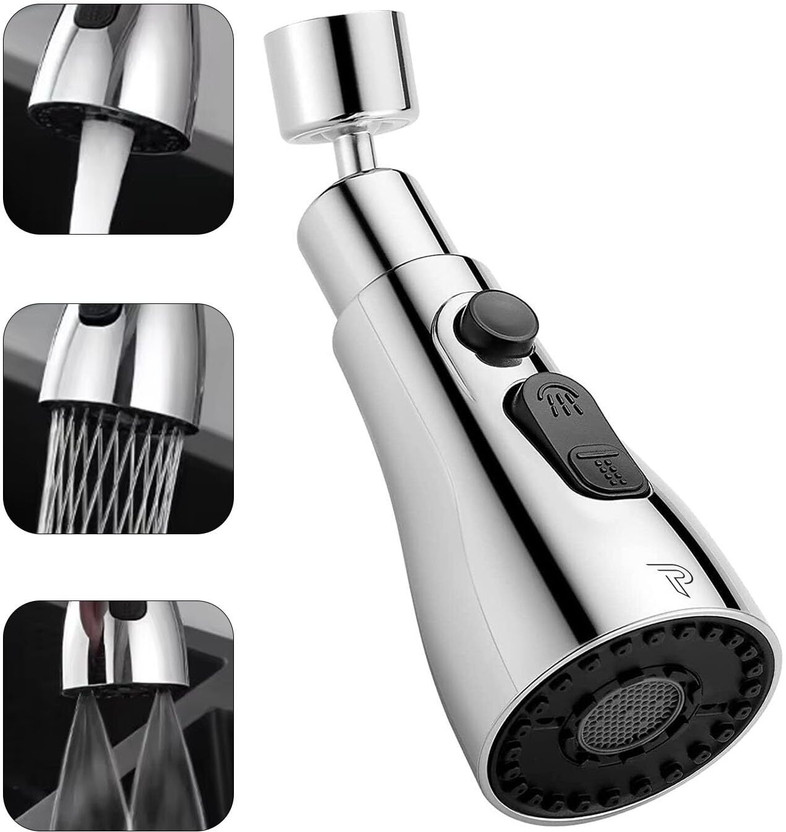 PIXAFLO Universal Tap Extender for Kitchen Sink 3-Function Pull Down Faucet Head Tap Extender for Kitchen Sink, Flexible Faucet with Tap Extension Aerator Foam Flow Faucet(Spout Installation Type)