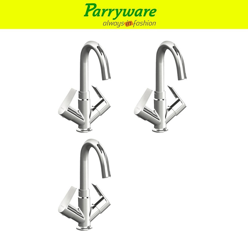 Parryware Parryware Praseo Center Hole Basin Mixer Tap for hot and cold water set of 3 pic 325 Dual Handle Deck Mounted Faucet for Wash Basin Basin Mixer Faucet(Deck Mount Installation Type) - Flipkart Deal