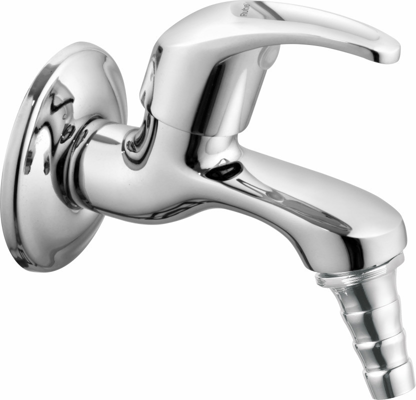 RUHE Brass Nozzle Bib Cock Faucet/Tap | with Chrome Finish | for Washing Machine and Garden Pipes Spout Faucet(Wall Mount Installation Type)