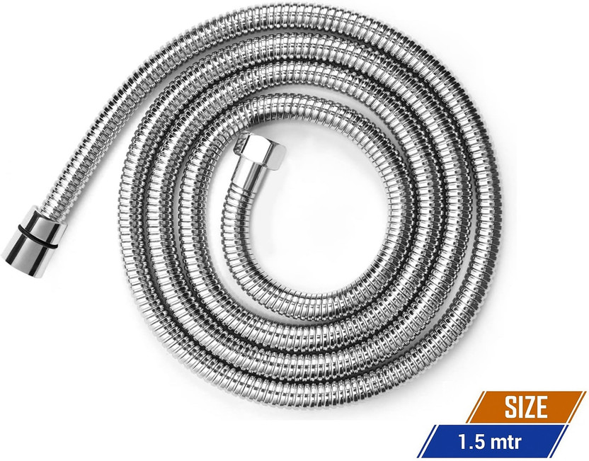 KURIC Steel Flexible Hand Shower Health Faucet Tube 1.5 mtr, Hose Pipe, Jet Spray Pipe Handshower Hose, Replacement Shower Tube, Health Faucet Tube, Chrome Finish Health  Faucet(Wall Mount Installation Type)