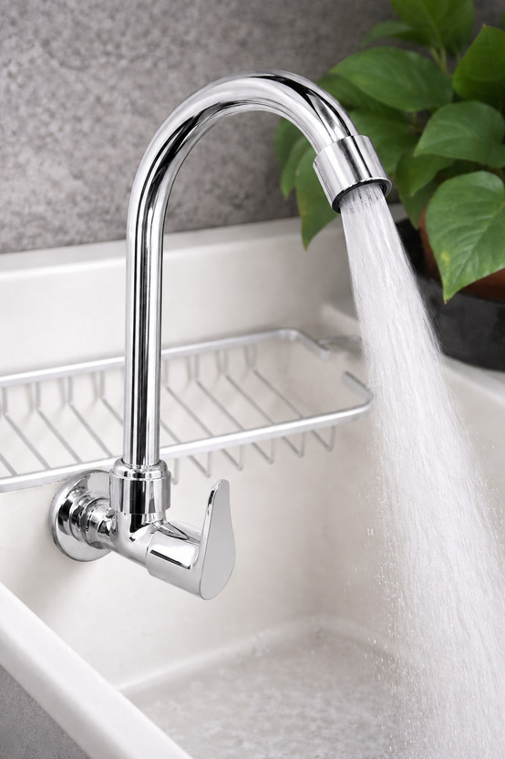 INDOROX by INDOROX Kitchen Sink Cock Stainless Steel Foam Flow Big Cock C Type Kitchen and Bathroom Sink Cock | SS 304 Kitchen Tap with 360° Rotatable Neck & Foam Flow Aerator Kitchen Mixer Faucet(Wall Mount Installation Type)