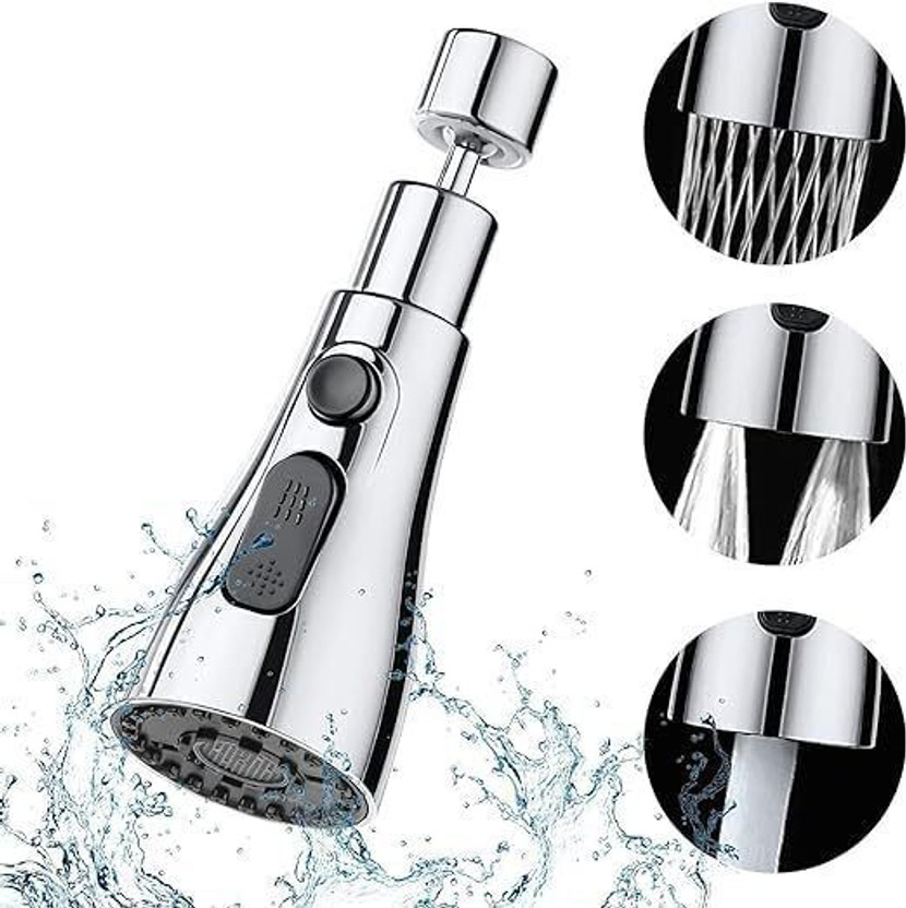 HENVE Universal Kitchen Faucet 3-Function Pull Down Sink Sprayer Attachment for Spray Head Big Angle 360°Rotatable Anti-Splash for Kitchen Sink Faucet Aerator Pillar Tap Faucet(Spout Installation Type)