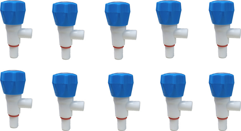 Bromo Plastic PVC & P.P. Stop Cock/Fancy Angle Valve BLUE 10PACK Fancy Angel Valve/Angular Stop Cock with Wall Flange Angle Cock Faucet(Wall Mount Installation Type)