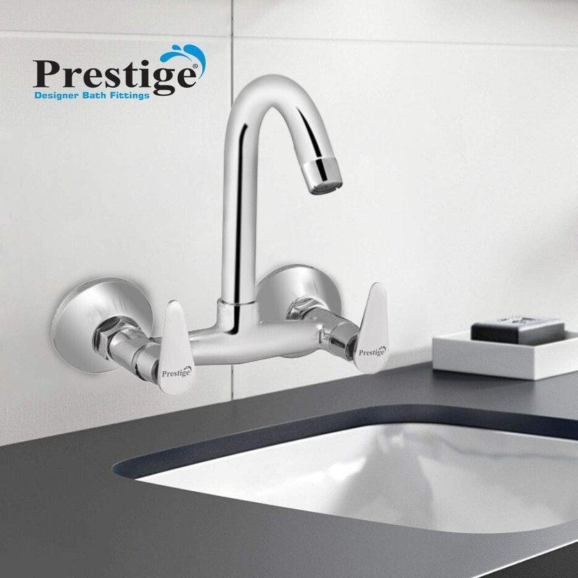 Prestige Brass Slim Sink Mixer Chrome Silver plated Kitchen Mixer Faucet(Wall Mount Installation Type)