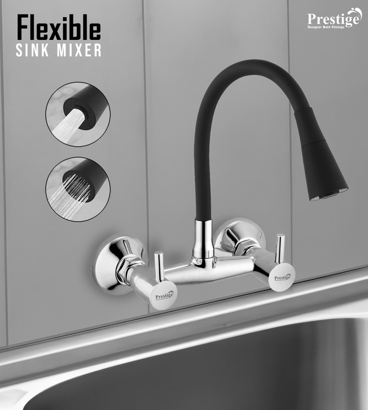 Prestige Turbo Brass Sink with Dual Flow Flexible Swivel Spout, Kitchen Mixer Faucet(Wall Mount Installation Type)