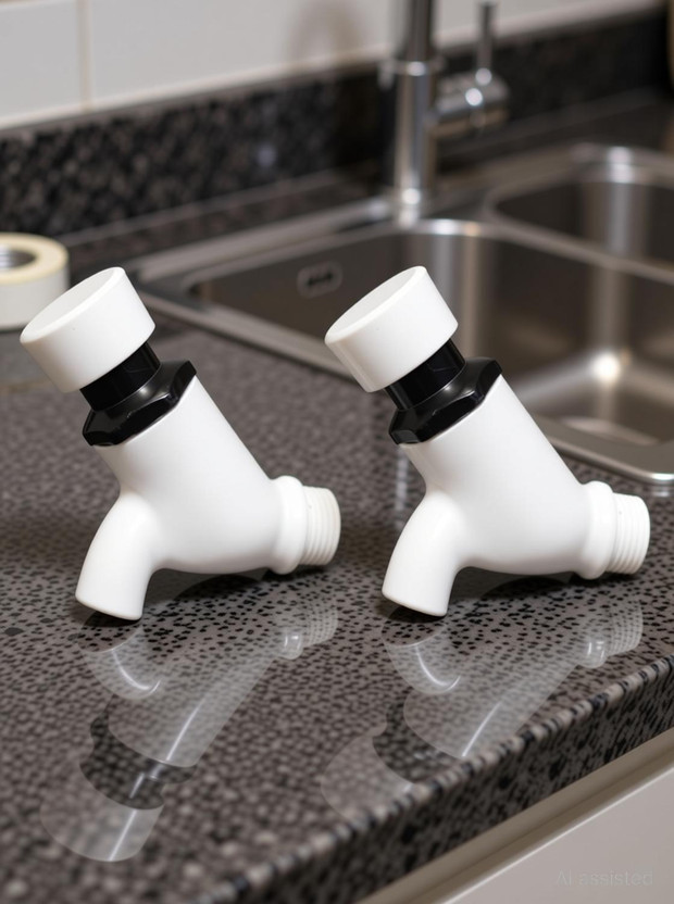 SWARNFLOW by Swarnflow FANCY PUSH COCK FAUCET 2-Pack White Plastic Faucet with Black O-Ring for Plumbing Systems Bib Tap Faucet(Wall Mount Installation Type)
