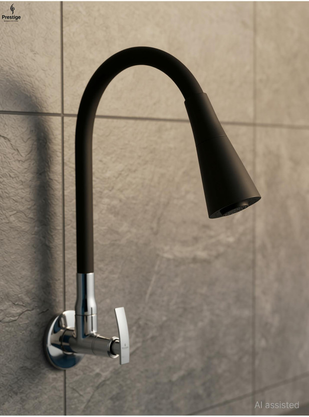 Prestige Passion Dual Flow Black Kitchen Sink Cock with 360 Degree Swivel Spout Sink Tap Faucet(Wall Mount Installation Type)