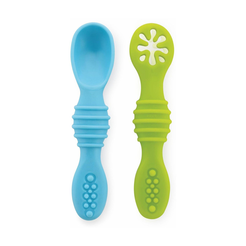 Beebaby Beebaby Smushy Silicone Baby Self Feeding Spoon Set. Toddler Weaning Spoon. 100%BPA FREE  - 100% Food Grade Silicone(Blue_Green) - Flipkart Deal
