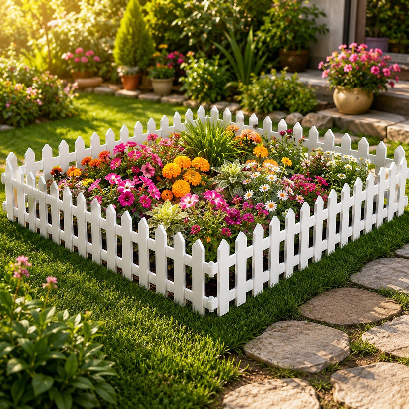 Blooming Enterprise White Garden Fencing Railing 50 X 25cm Pack of 4 0.508 m 0.508 m Fence Picket(White)