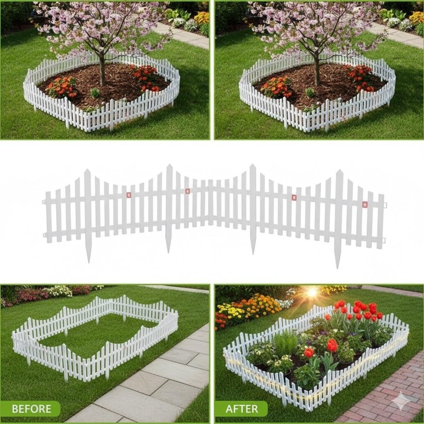 DOMVIQUE DOMVIQUE Garden Fence Outdoor (16 Panels – 20 Feet Total Length) Decorative Plastic Fence Post(23 cm) - Flipkart Deal