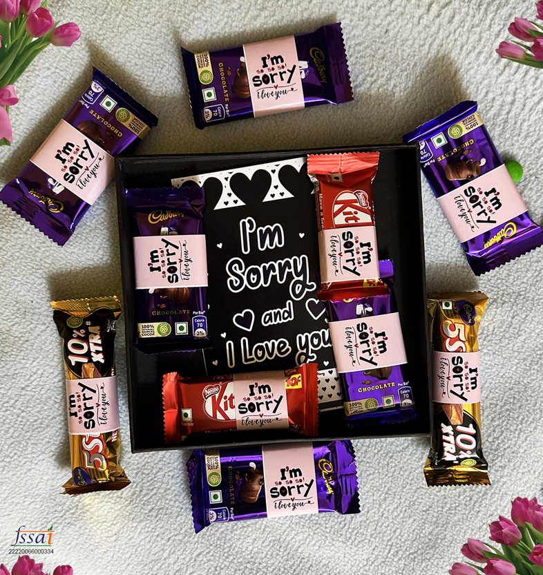 OddClick chocolate gift combo I am sorry I Love You gift pack gift box Paper Gift Box(Multicolor)