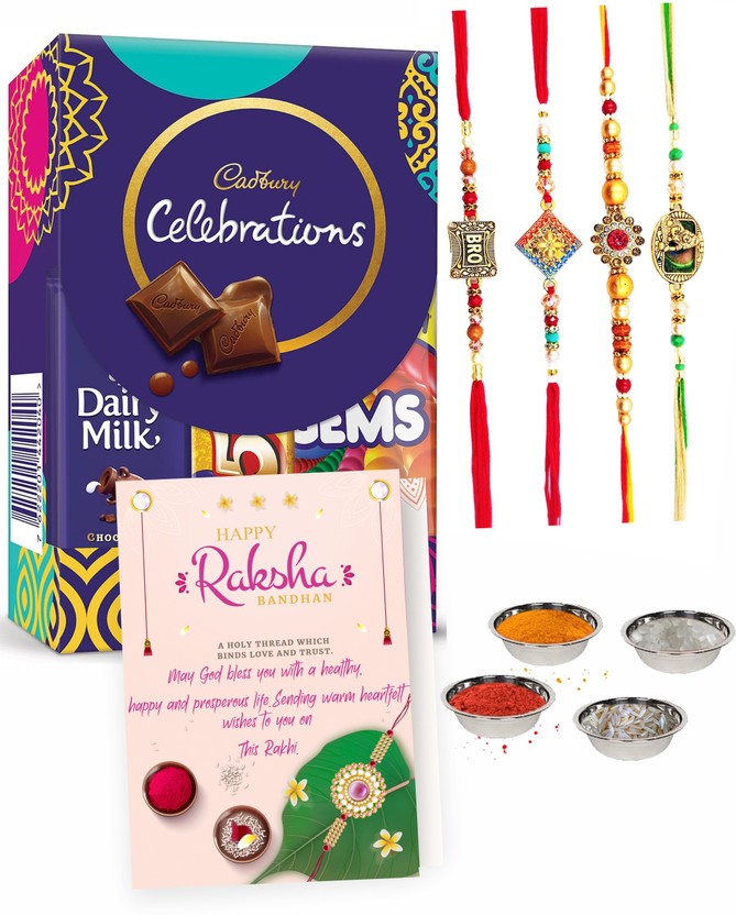FabBites Chocolate with Rakhi and Greeting Card -Celebration Chocolate Combo for Brother Paper Gift Box(Blue)