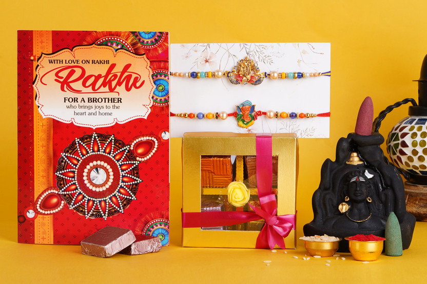 MANTOUSS Rakhi for brother with adi yogi Paper, Polyresin Gift Box(Multicolor)