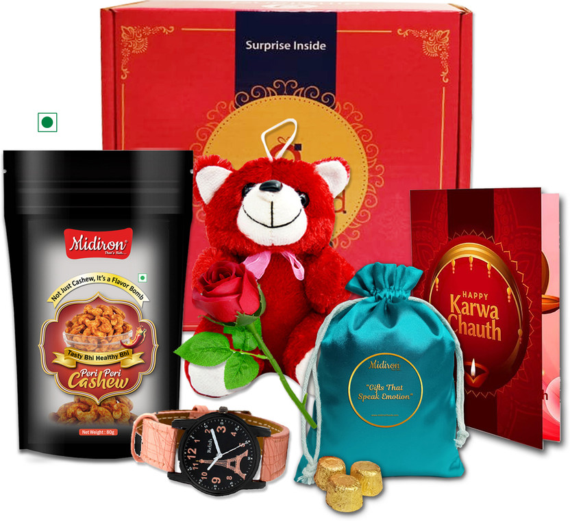 Midiron Special Karwa Chauth Hamper for Wife, Complete KarwaChauth Gift Pack Bamboo Gift Box(Multicolor)