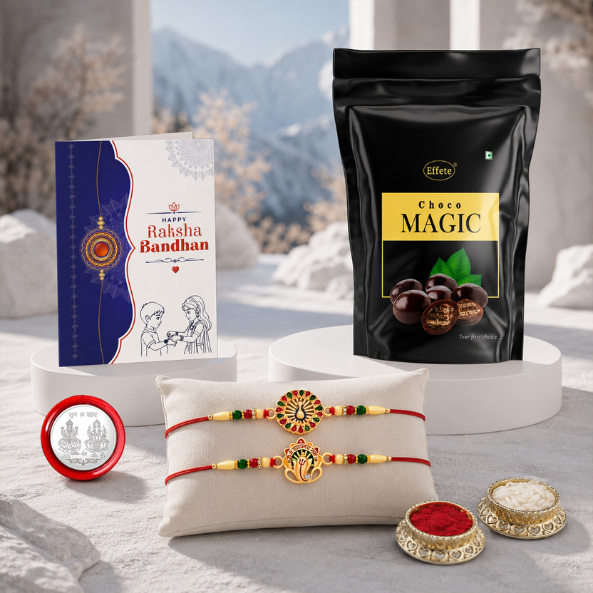Effete Rakhi gift for brother with Choco Magic(45GM)|Rakhi Set|K2_543+544_SP Assorted Gift Box(Multicolor)