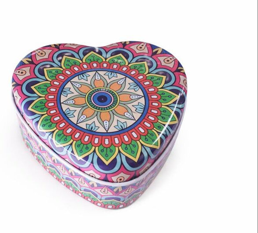 SRI MARUDHAM COLLECTIONS Decorative Heart-Shaped Metal Storage Box – Multicolor Printed Tin Plastic Gift Box(Multicolor)