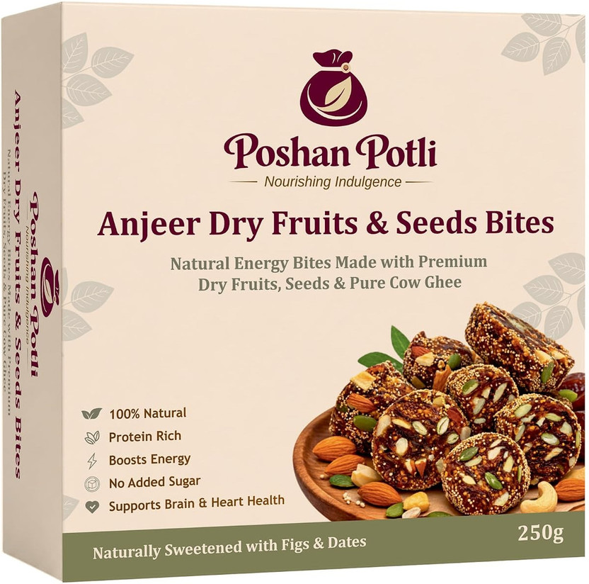 poshan potli Anjeer Dry Fruit & Seeds Bites (250 Grams)(250 g)