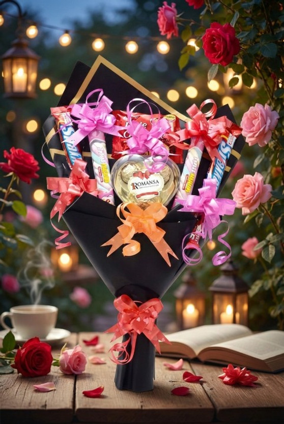 Cadbury valentine chocolate bouquet gift 5 pcs chocolate for husband boyfriend Paper Gift Box(Pink)