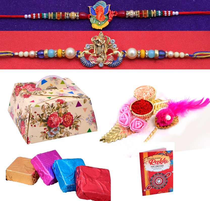 MANTOUSS Rakhi with puja thali Brass, Paper Gift Box(Multicolor)