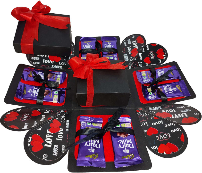 US IDEAL CRAFT Explosion Box, Birthday Gift (8 Chocolate & Zigzag Photo Folder Box) Paper Gift Box(Multicolor)