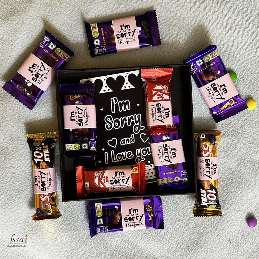 OddClick I am sorry gifts chocolate for girlfriend wife boyfriend husband Paper Gift Box(Multicolor)