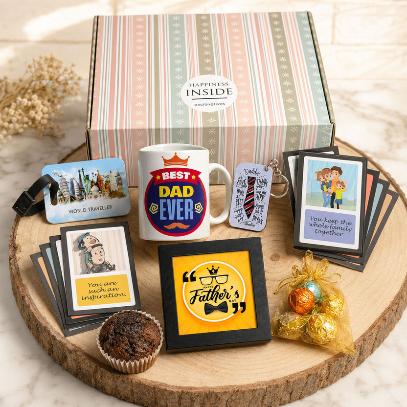 Exciting Lives Father's Day Gift Hamper, Gift for Father's Day, Birthday Ceramic, Wooden, Paper Gift Box(Multicolor)