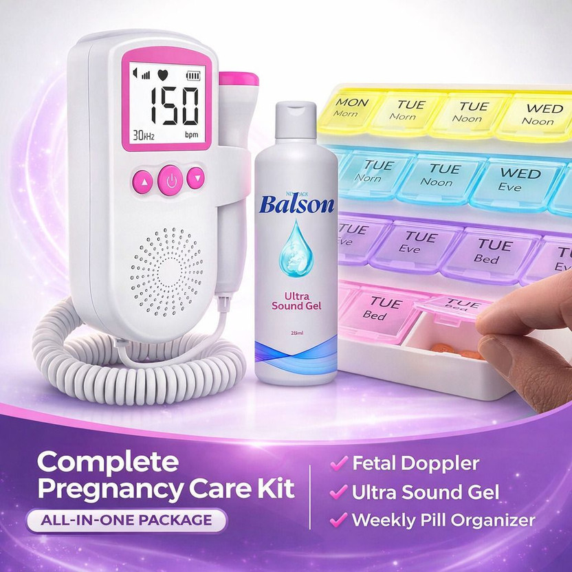 Balson Heart Monitor Ultra Sound Device for Pregnancy & Pill Organizer Pink Fetal Doppler