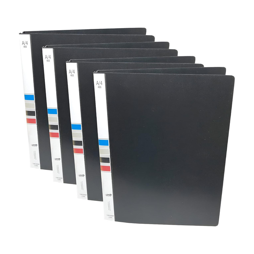 Shivom Polypropylene 2D Ring Binder File a4 size for Documents,Projects & Certificates, 2D A4 Size Tough & Durable A4 Size Ring Binder Box Board File(Set Of 4, Black)