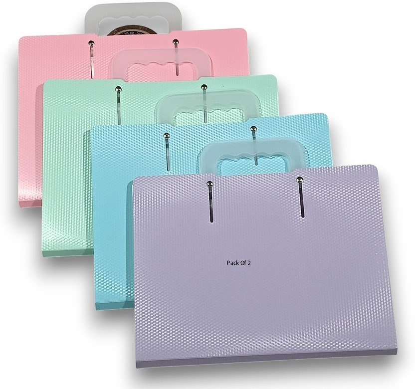 SHINING ZON 13 Pocket Expanding File Folder with Incertable Handle A4 Letter Size Document File(Set Of 2, Multicolor)