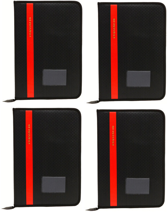 Flipkart SmartBuy Block Textured PU Leather File Folder(Set Of 4, Black)