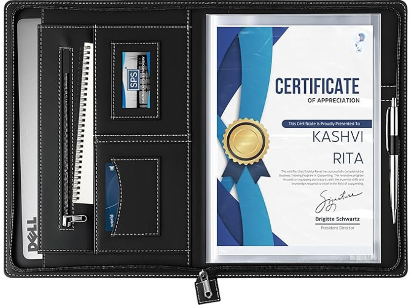Rioon PU Leather Documents Holder(Set Of 1, Black)