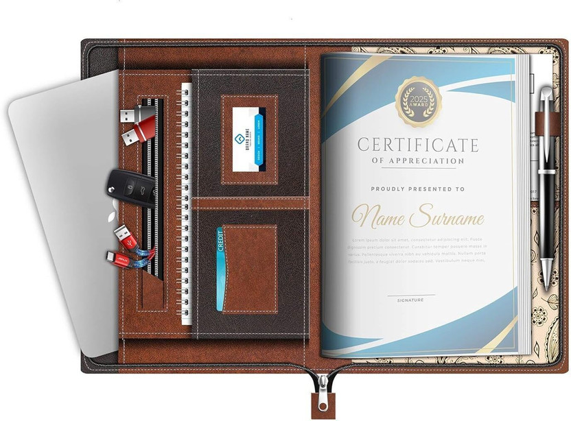 SBM SBM Faux Leatherette Professional Certificate Holder with 20 Leaves | Executive Portfolio for Office(Set Of 1, Brown) - Flipkart Deal