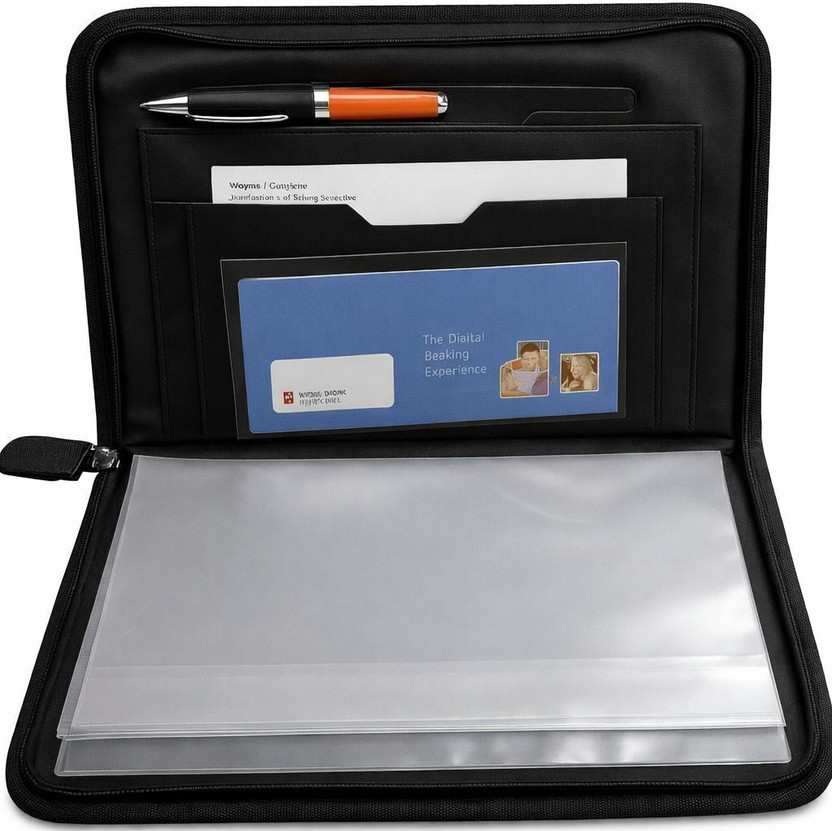 filenest Faux Leather Executive Portfolio Folder (A4 Size, 20-Leaf)(Set Of 1, Black)