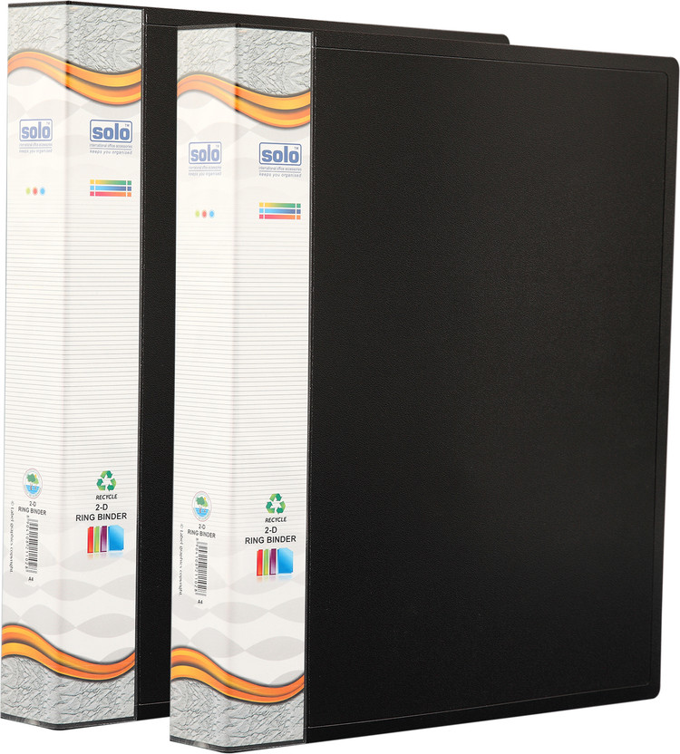 Solo Polypropylene Ring Binder-2D-Ring, Premium Series – A4 (RB702)(Set Of 2, Multicolor)