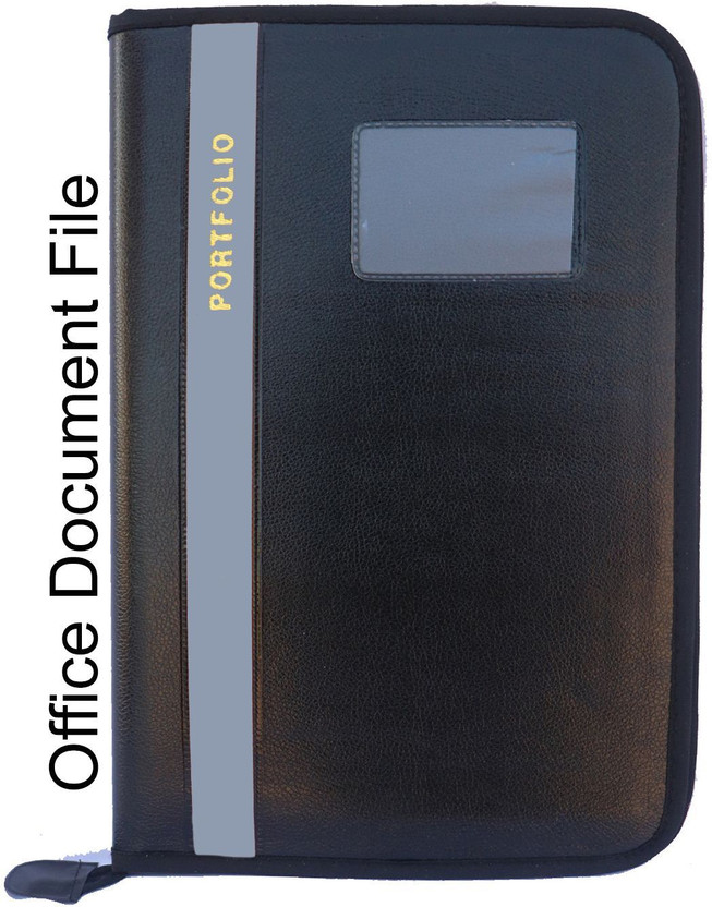SB GRAND Faux Leather files for documents(Set Of 1, Black)