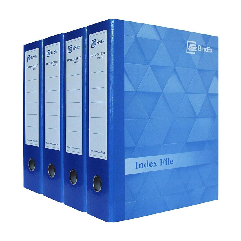 bindex Cardboard Arch Box File Laminated 3D Design Dark Blue(Set Of 4, Dark Blue)
