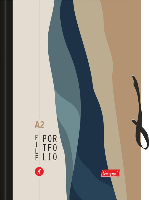 NEELGAGAN Portfolio File With Handle A2 Size Hard Card Board Portfolio File, (40cm X 58cm), Folder with Elastic Band(Set Of 1, Printed)