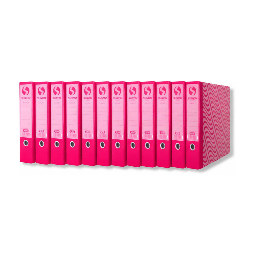 Shivom Cardboard Lamination 1010 Lever Arch File Folder Box/Box File– Pink (Pack of 12) | Cardboard Office Binder for A4, Legal, Letter Size Documents | Certificate, Index & Portfolio Storage File(Set Of 12, Pink)