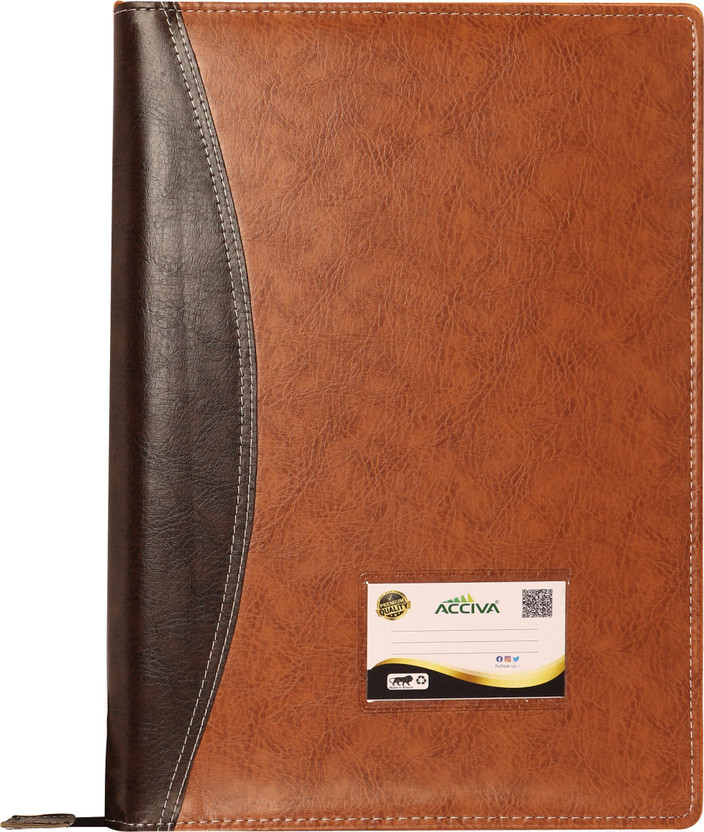 ACCIVA PU Leatherette Professional Certificate Holder File with 20 High Quality Transparent Leaves(Set Of 1, Tan)