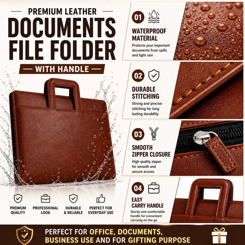 ACCIVA ACCIVA PU Leatherette Professional Document Holder File | Certificate Holder File Folder with 30 Leafs(Set Of 1, Tan) - Flipkart Deal