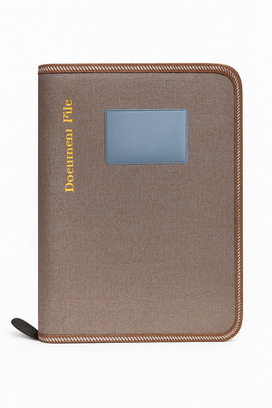 filenest PU Leather Textured Executive Document Portfolio(Set Of 1, Brown)