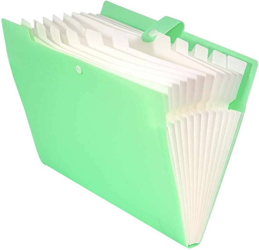 TULMAN A4 Size Expandable 12 Pocket Documents File Folder Organizer with Snap Button Closure(Set Of 1, Multicolor)