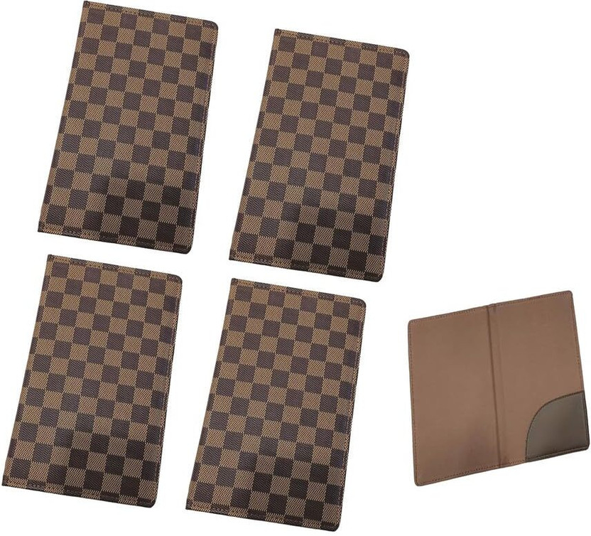 Hospitality Leather Paulsons Bill Folder with Receipt Pocket Hotel Bill Folder, for Hotels & Restaurant Brown Check Design(Set Of 4, Brown)