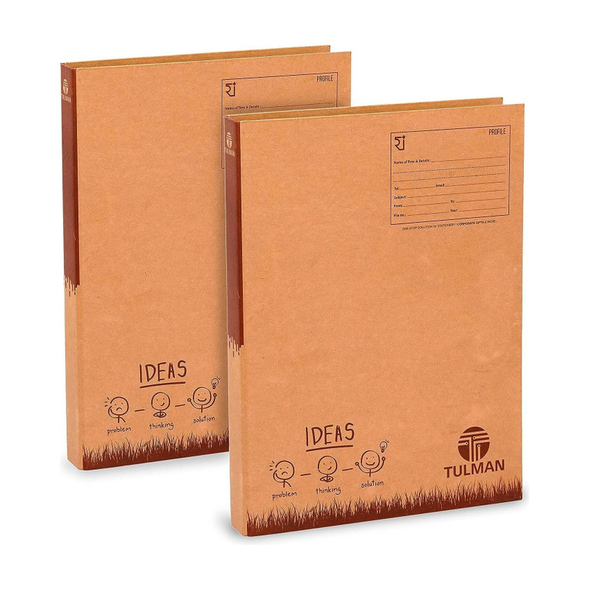 TULMAN Printed D Ring Binder File, Office File, A4 & Legal Size Documents File, Certificate Holder(Set Of 2, Khakhi)