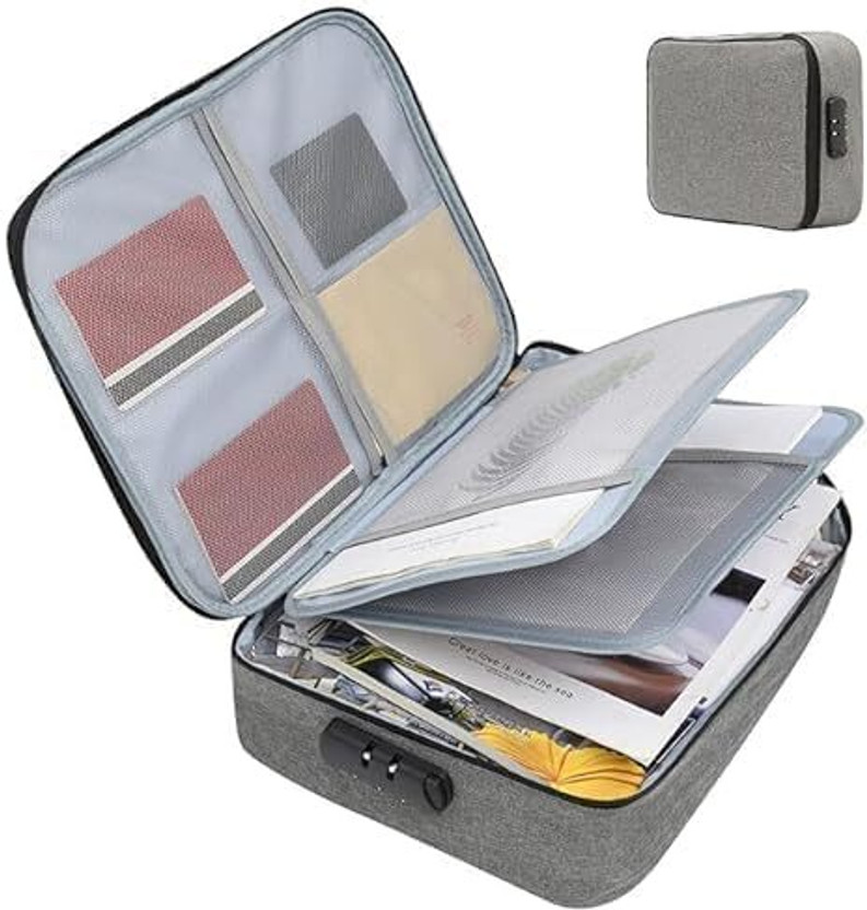 DHYEY ENTERPRISE Polyester Large Capacity Document Box with Security Lock(Set Of 1, Multicolor)