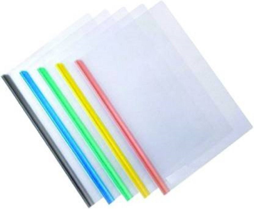 Alusters Plastic Stick File Transparent File Resume File Folder for Office School Collage file(Set Of 5, Multicolor)