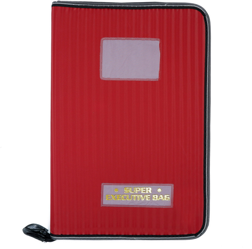 ASRAW Professional Faux Leather 20 Leafs Executive File Folder Zipper Document Organiser for Certificates, Marksheets, Graduation Degrees, Interview Portfolio- School and Office Use(Set Of 1, Red)