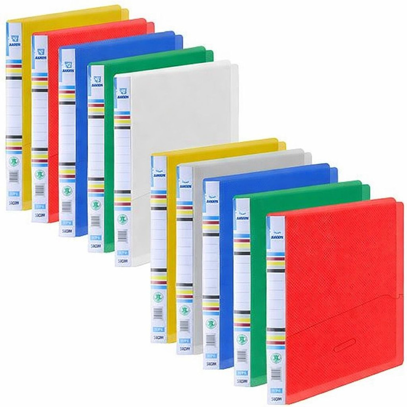 Shivom Plastic A4 Multicolor Report File | Document File for Office, School, College & Home | Best for Interviews, Projects, Reports & Presentations(Set Of 10, Multicolor)